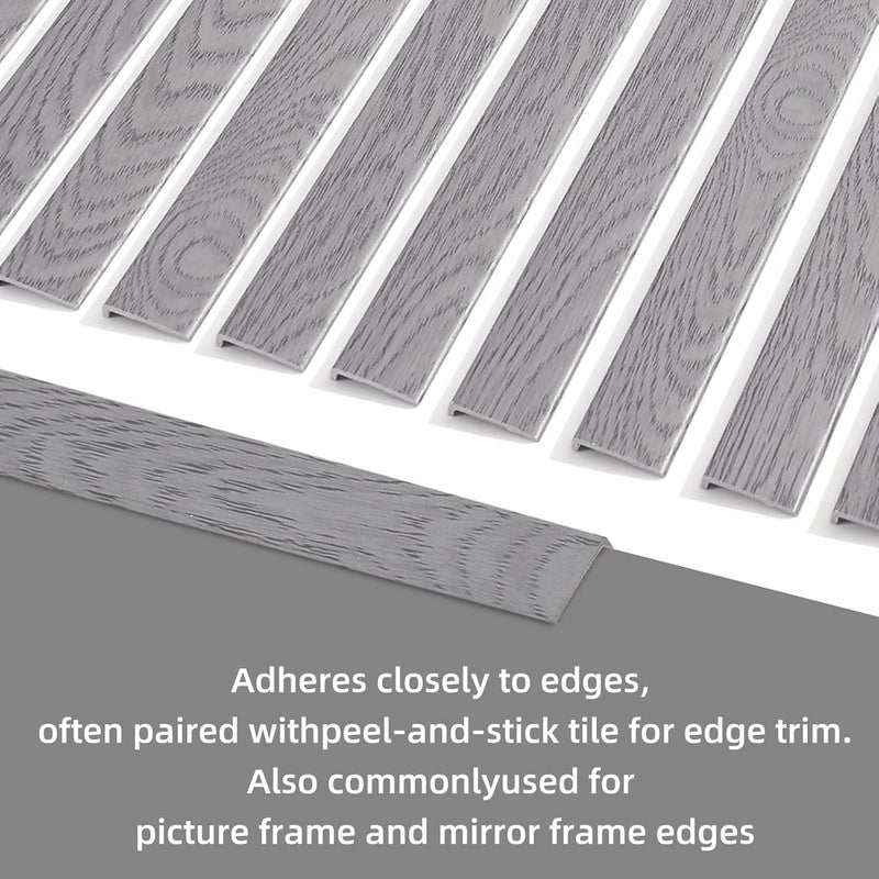 Tilingview 10 Pcs Peel and Stick Tile Trim Edge, Self-Adhesive 12" PVC Molding Edging for Kitchen Backsplash (Gray Woodgrain) - Image 3